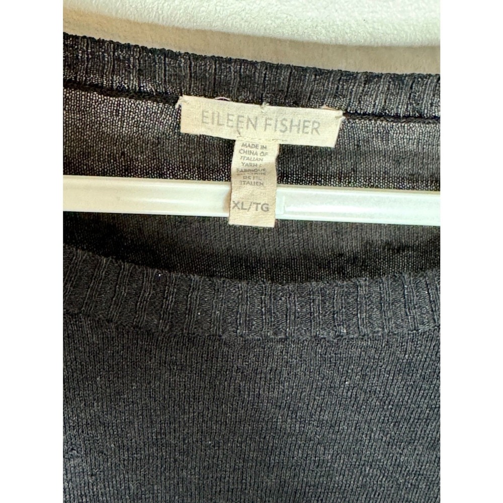 Eileen Fisher Sheer Linen Nautical Stripe Boxy Sheer Vacation Top Black White XL - Picture 6 of 7